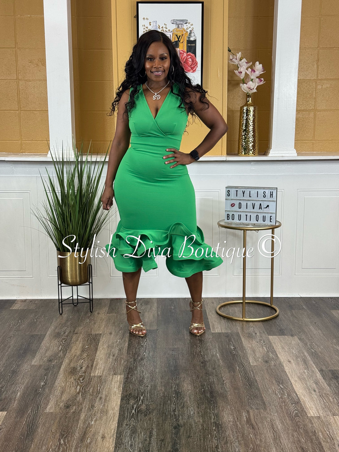 Majestic Midi Dress (Green)
