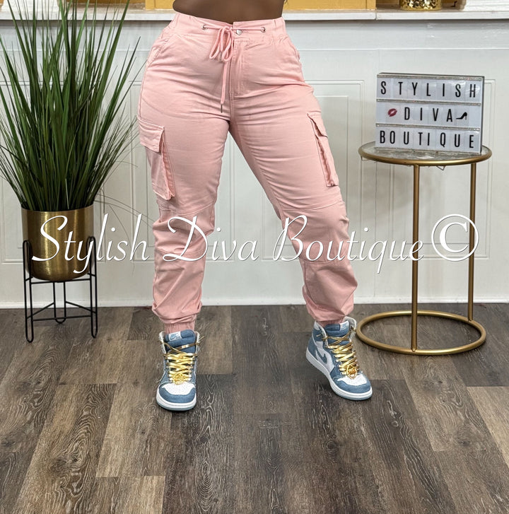 Kima Cargo Joggers (Blush Pink)