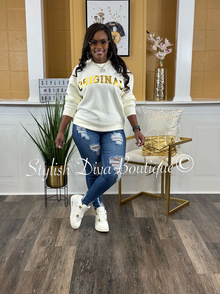 Original Sweatshirt (Cream/Gold Print)