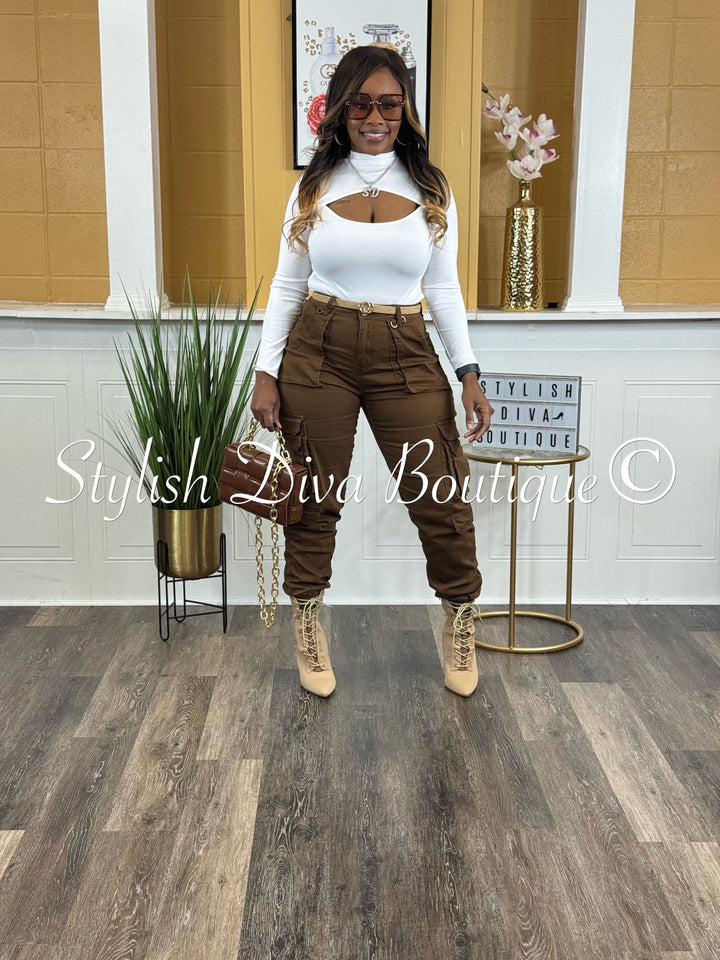 Sienna Cargo Joggers up to 3XL (Chocolate Brown)