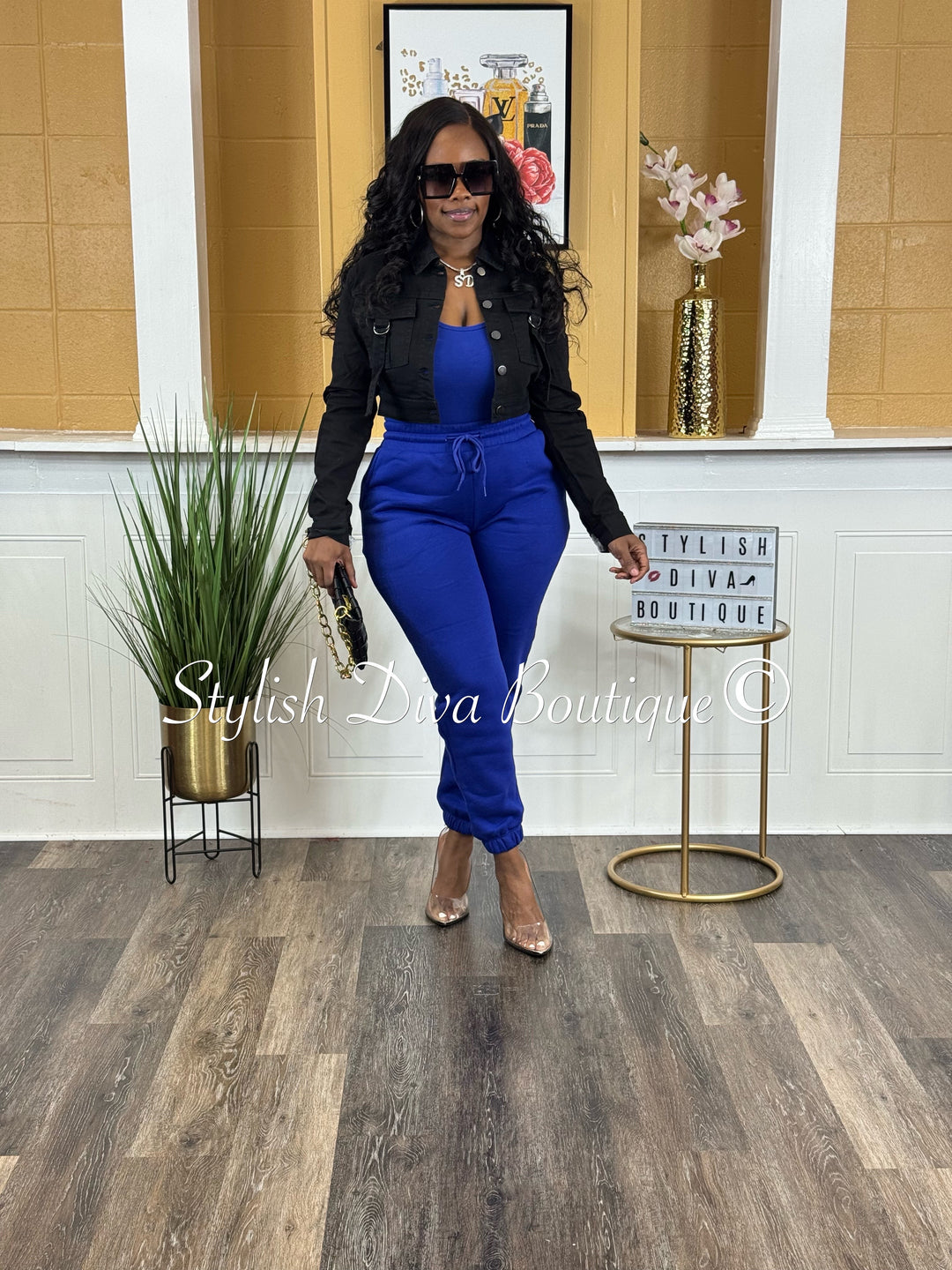 Onyx Vibes Cropped Denim Jacket (Black)