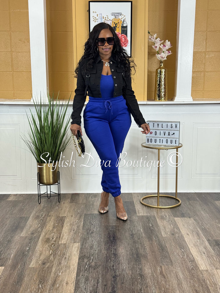 Onyx Vibes Cropped Denim Jacket (Black)