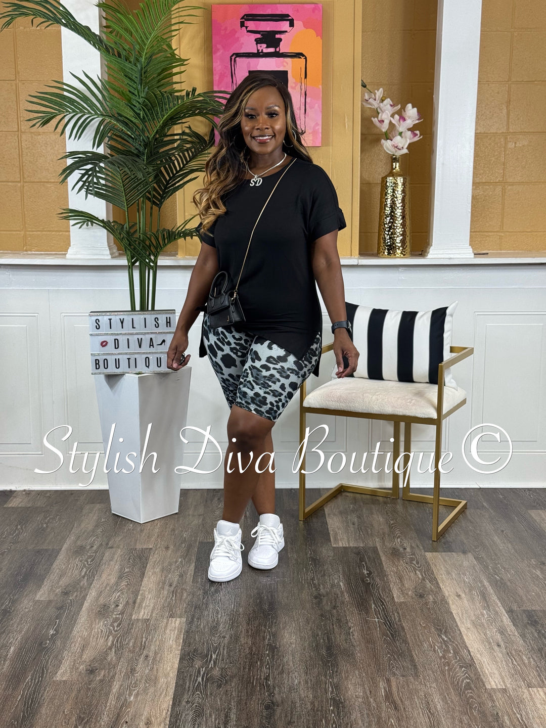 Print Me Pretty Biker Set (Black/Grey Cheetah)