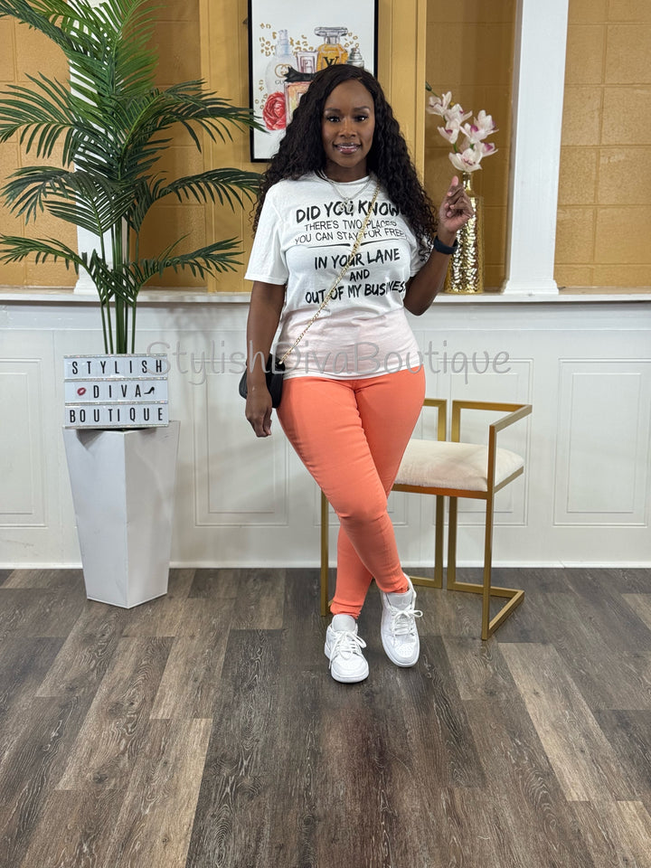 2 Places You Can Stay T-Shirt (White Shirt/Black Print)
