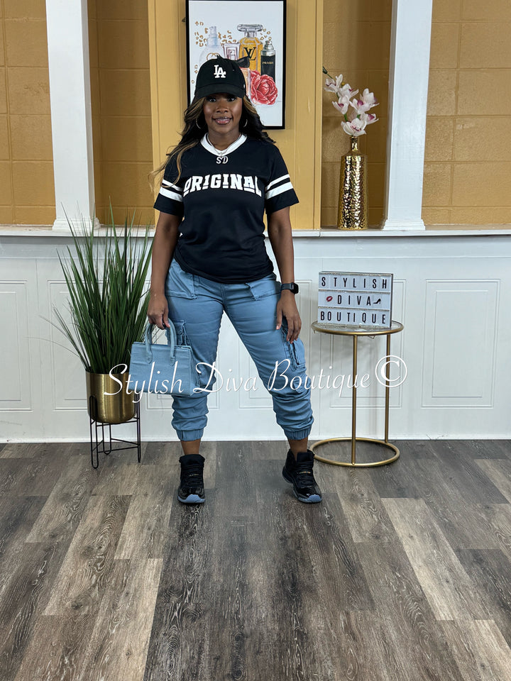 Sienna Cargo Joggers (Cool Blue)