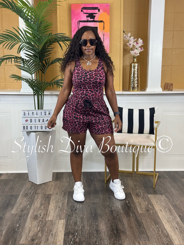 Wildly Cute Leopard Short Set (Plum Leopard)