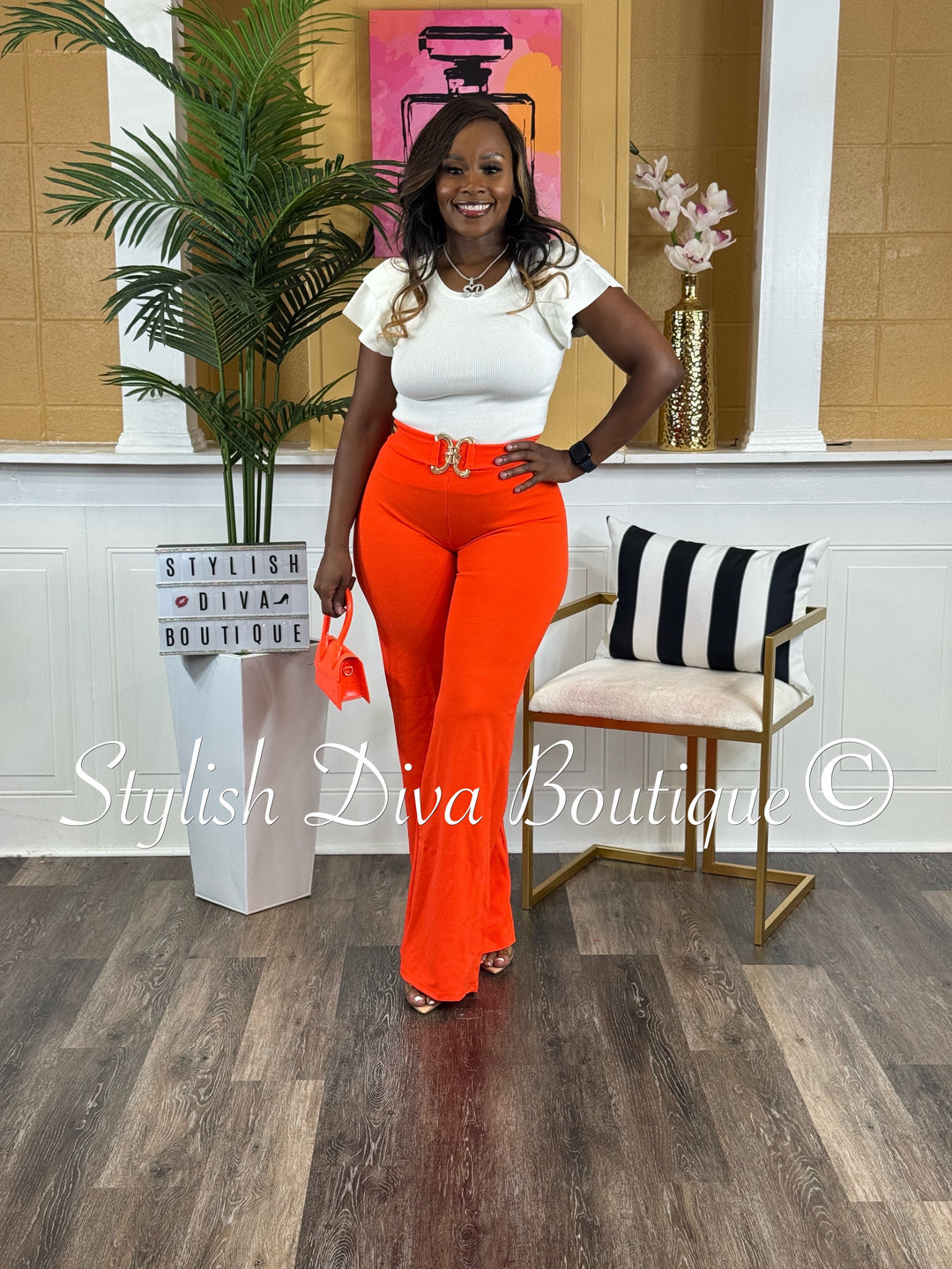 Buckle Me Bold Pants (Tangerine)