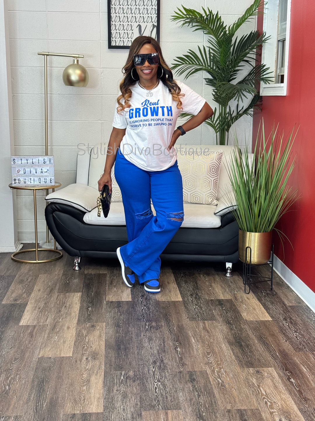 Real Growth T-Shirt (Royal Blue Print)