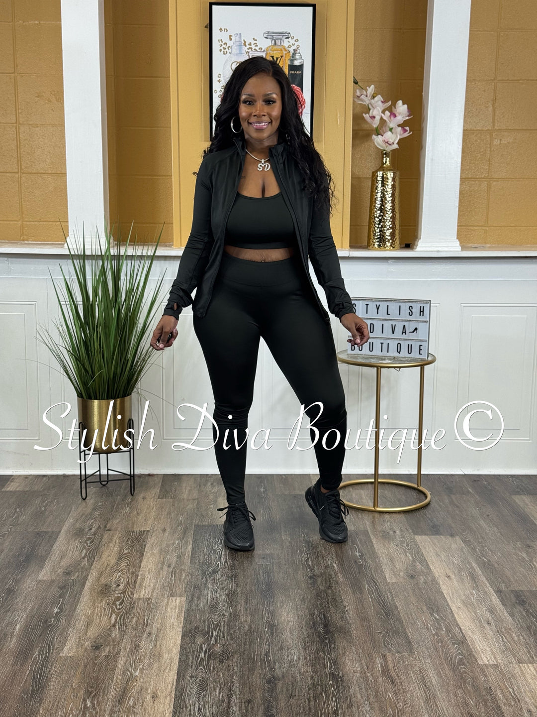 Sporty Girl 4 Piece Active Set (Black)