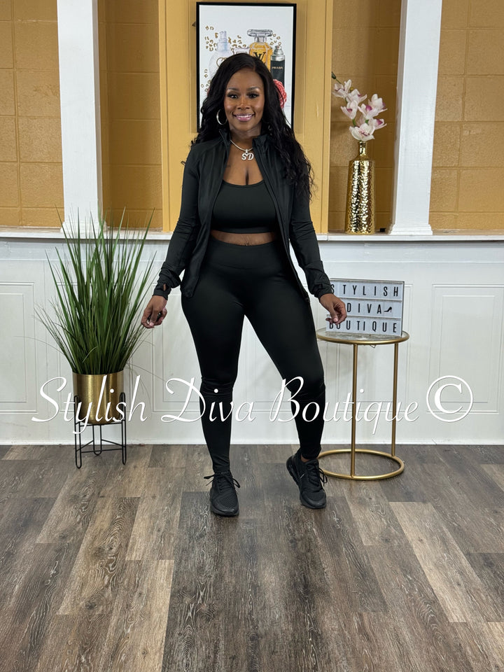 Sporty Girl 4 Piece Active Set (Black)