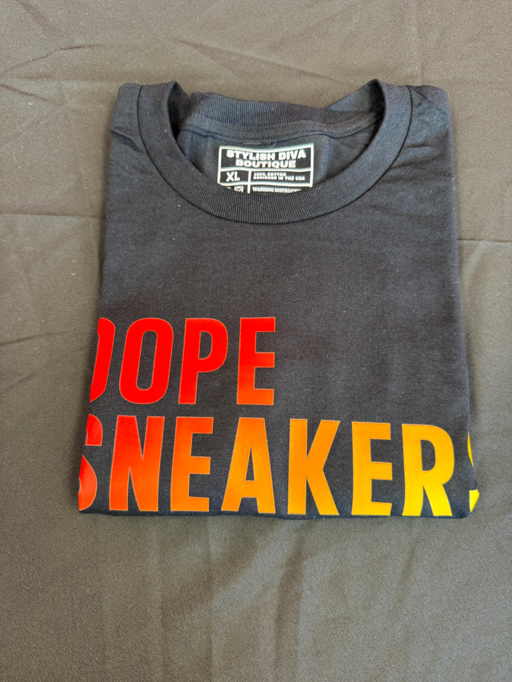 Dope Sneakers T-Shirt (Red/Orange/Yellow Ombre Print)