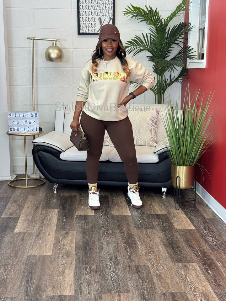 Butter Soft Microfiber Leggings up to 3XL (Brown)