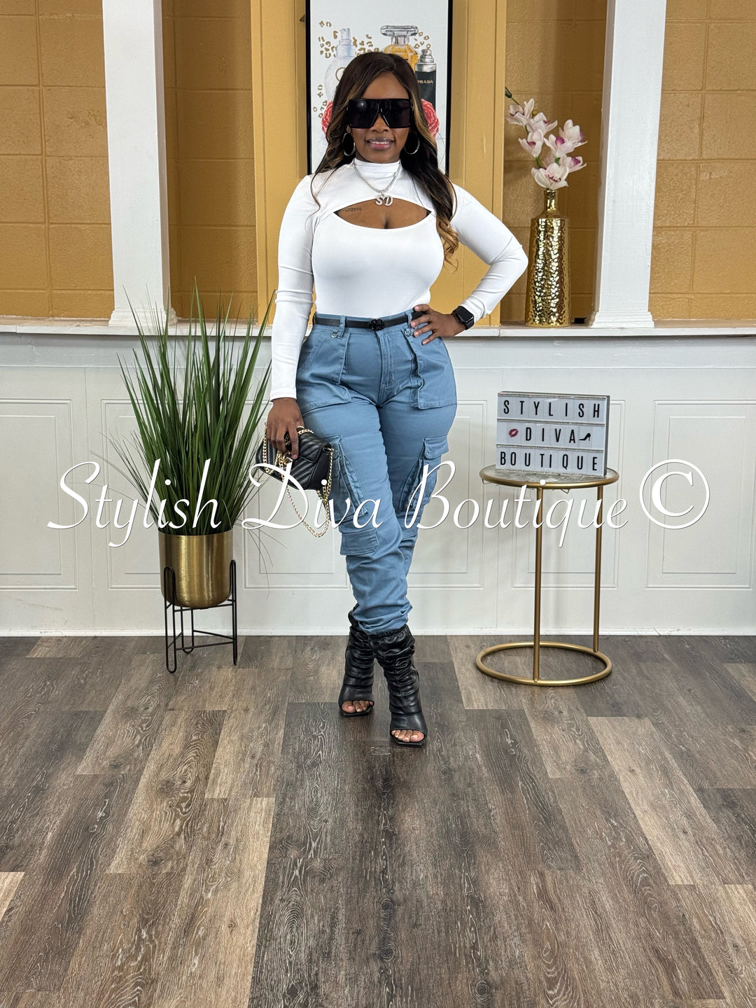 Sienna Cargo Joggers (Cool Blue)