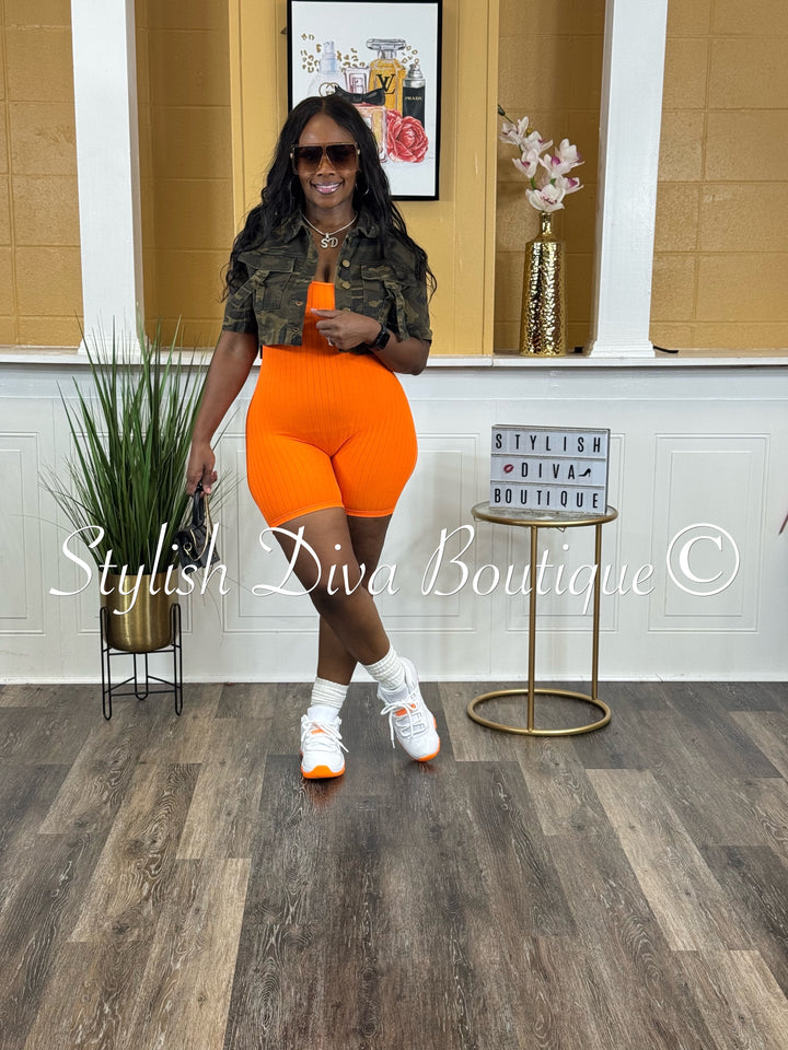 Camo Cropped S/S Denim Jacket up to 3XL