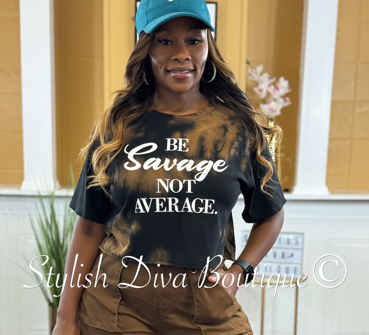 Be Savage Crop Top (Black/Brown Tie Dye)