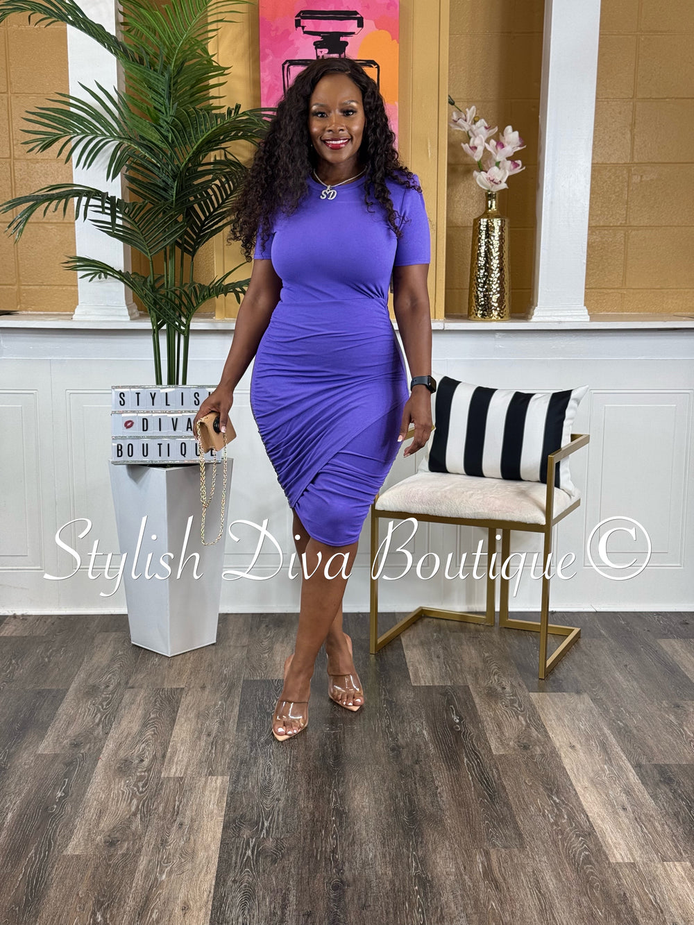 purple wrap midi dress Purple Marble Midi Dress