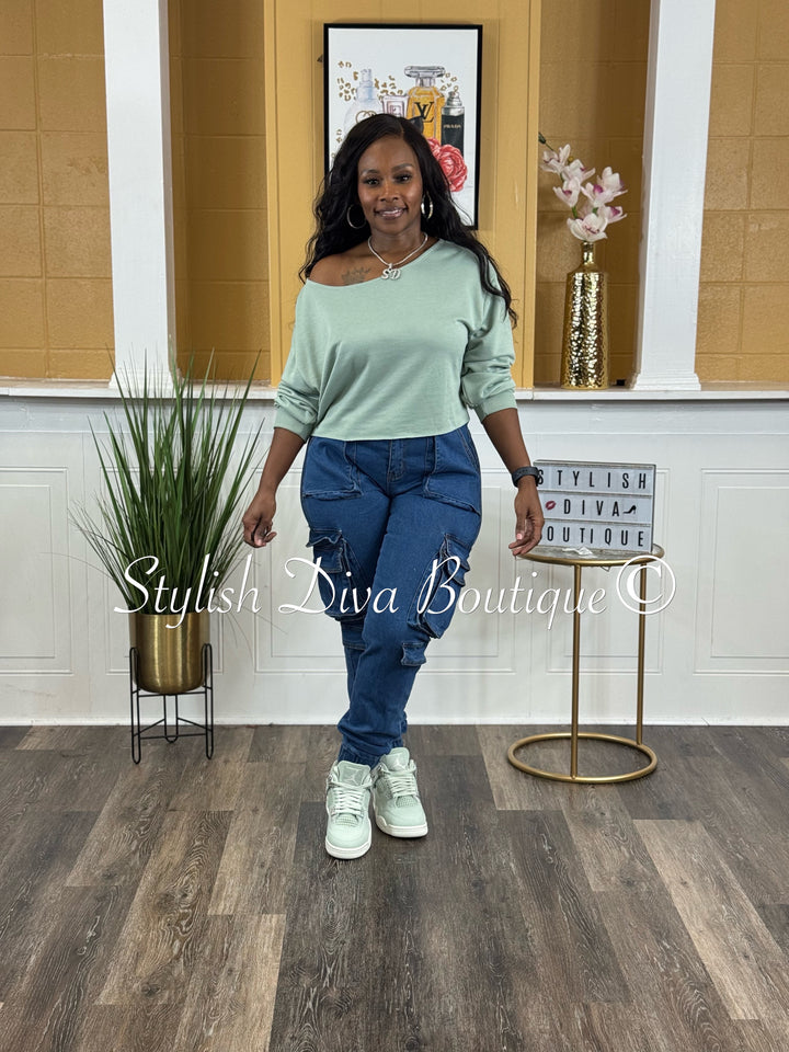 Laid Back Luxe Cropped Top (Sage)