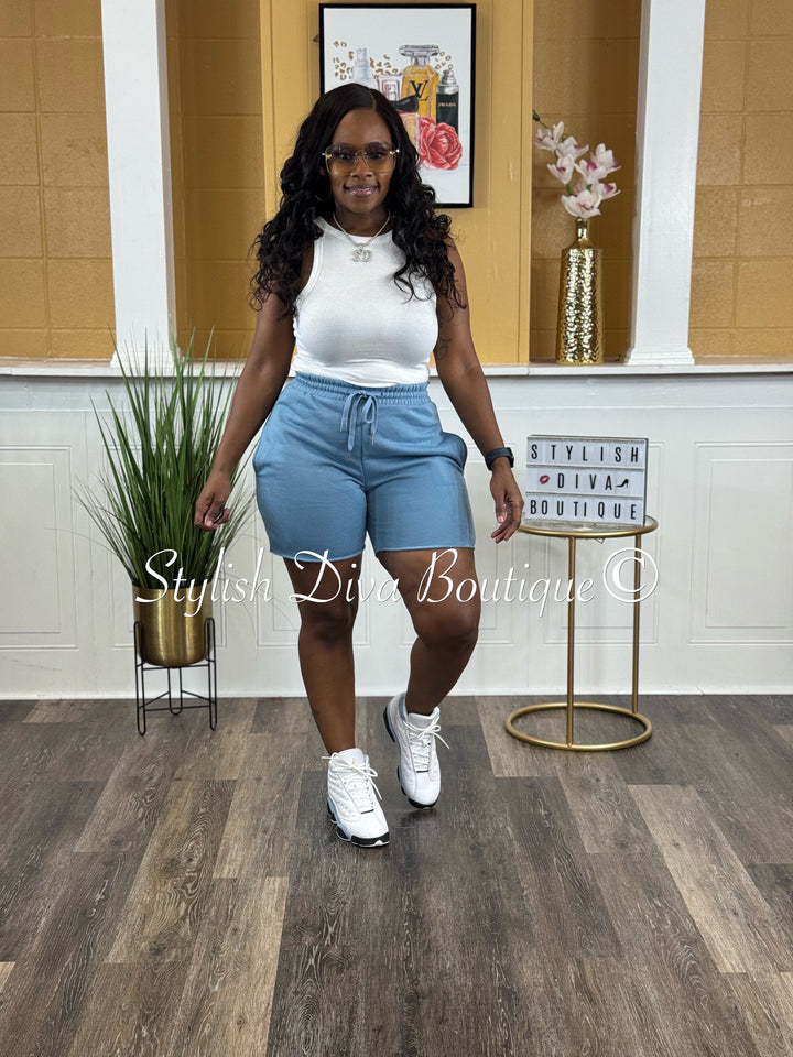 Rida Fleece Biker Shorts (Blue Grey)