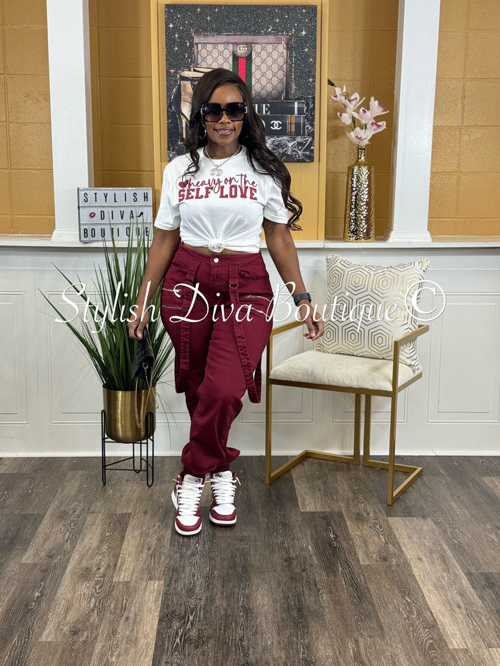 My Vibe Suspender Joggers (Burgundy)