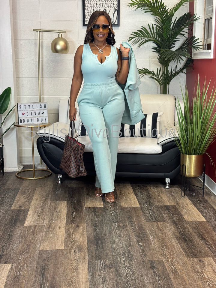 Polished Ease Half Zip Set Up to 3XL (Spring Green)