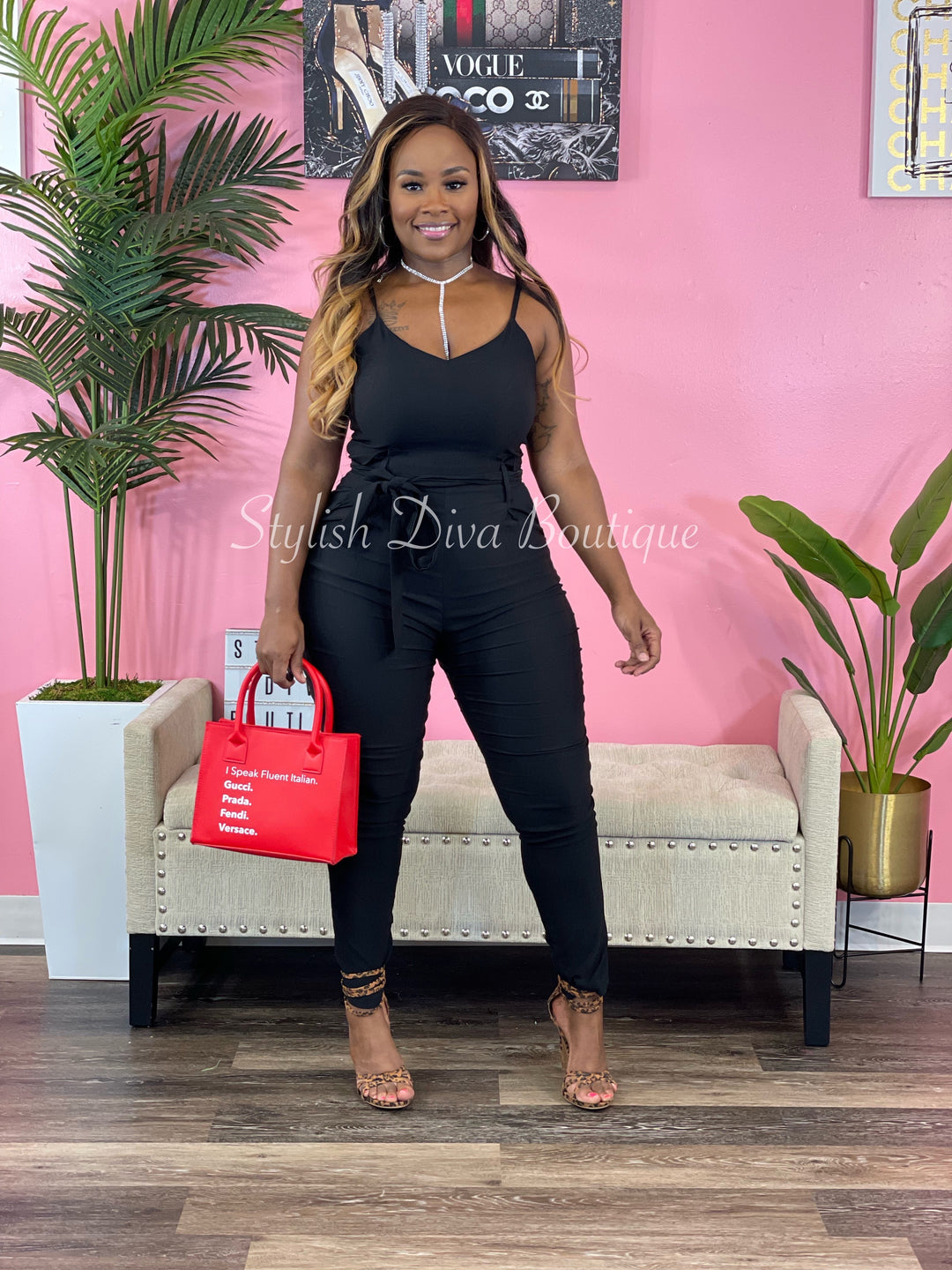 Luxe Diva Jumpsuit up to 3XL (Black)