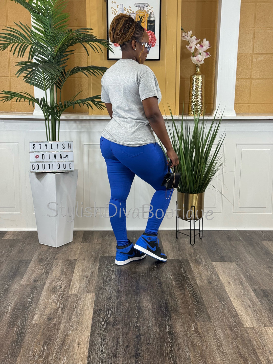Walking By Faith Graphic Tee (Grey Shirt/Royal Blue Print)