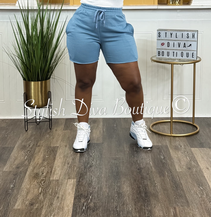 Rida Fleece Biker Shorts (Blue Grey)