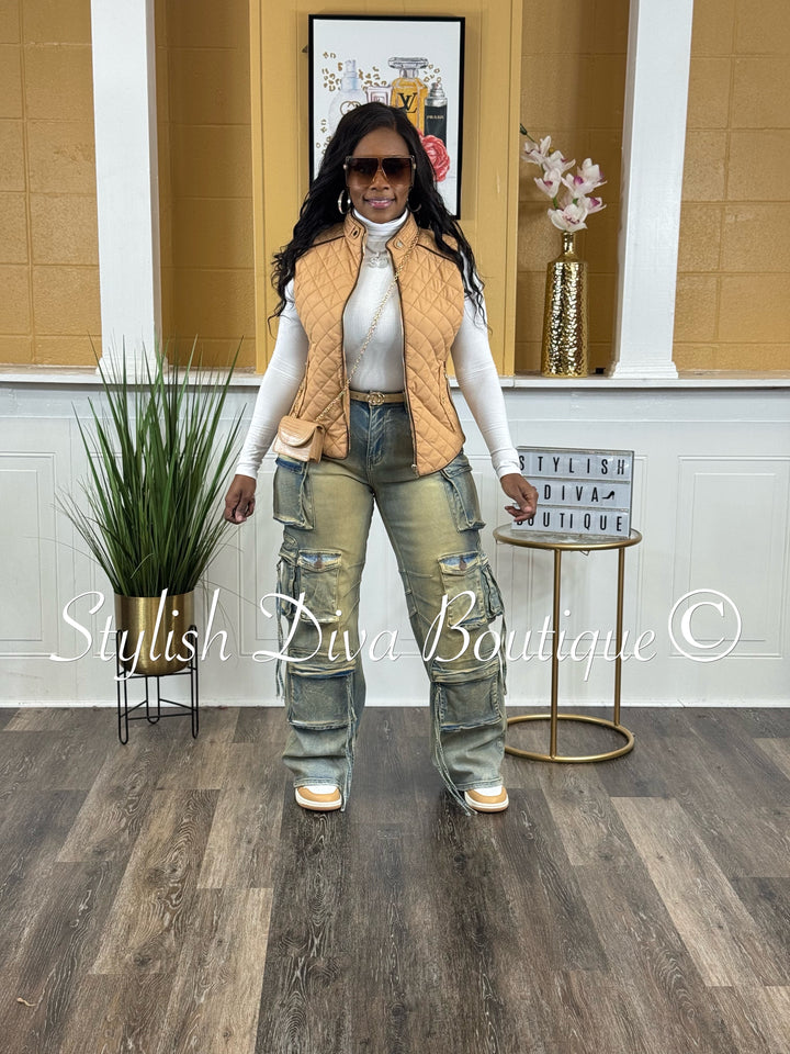 Rowan Quilted Padded Vest up to 2XL (Caramel)