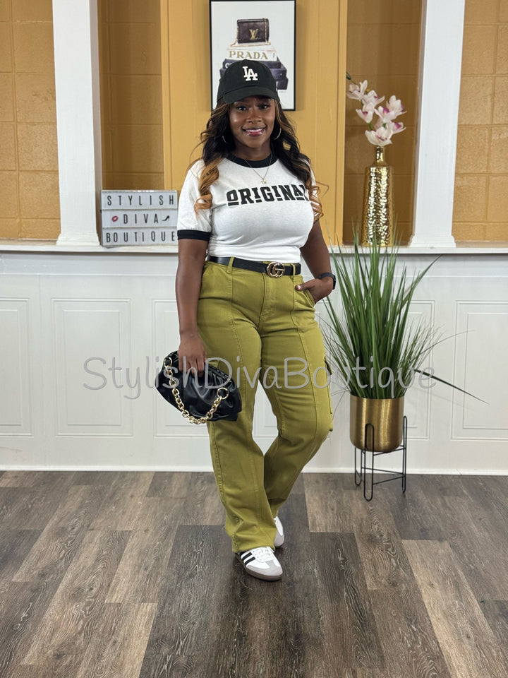 ORIGINAL Ringer Tee (White/Black) (Black Print)