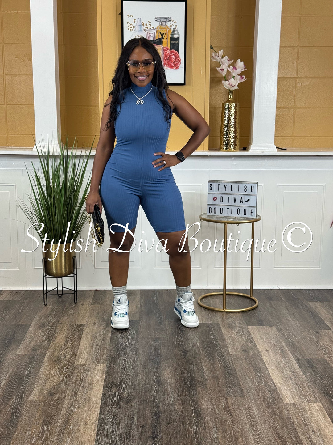 Can’t Resist Sleeveless Romper (Blue)