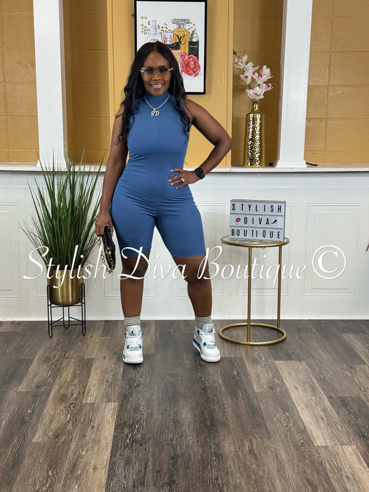 Can’t Resist Sleeveless Romper (Blue)