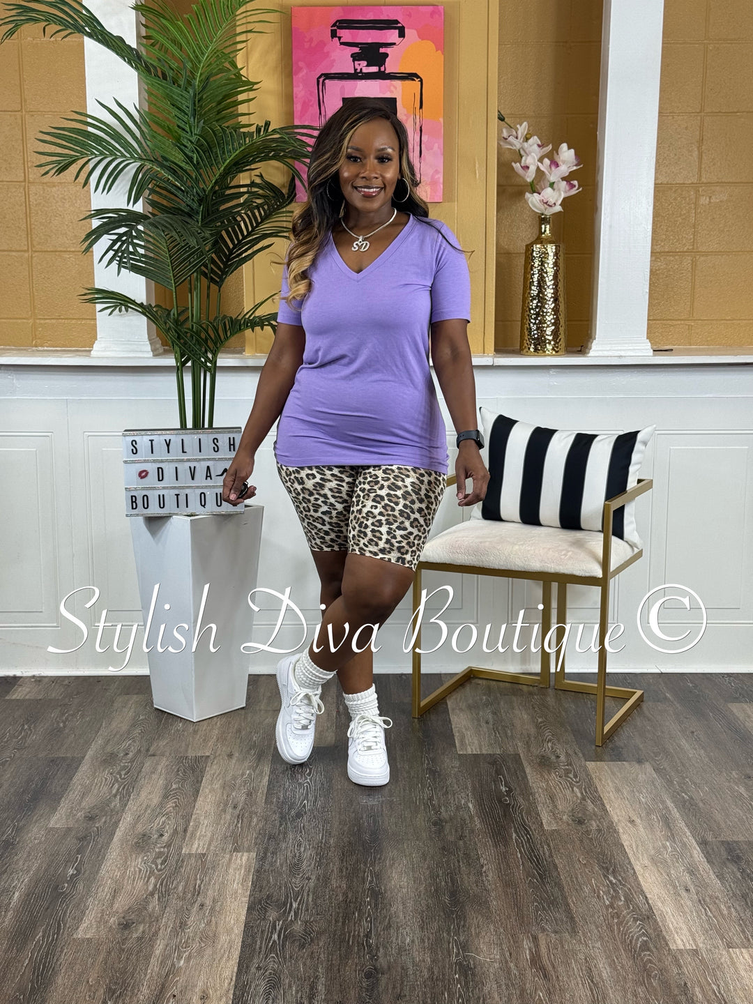 Laid Back Biker Set (Lavender/Leopard)