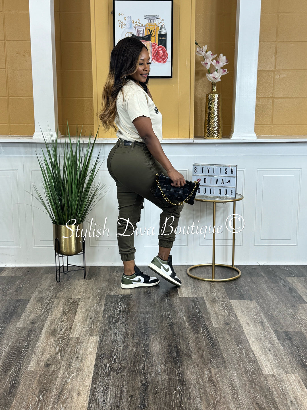 Sienna Cargo Joggers up to 3XL (Olive)