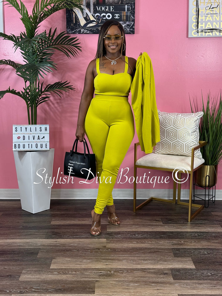 Boss Babe 3pc Jacket Set up to 3XL (Chartreuse)