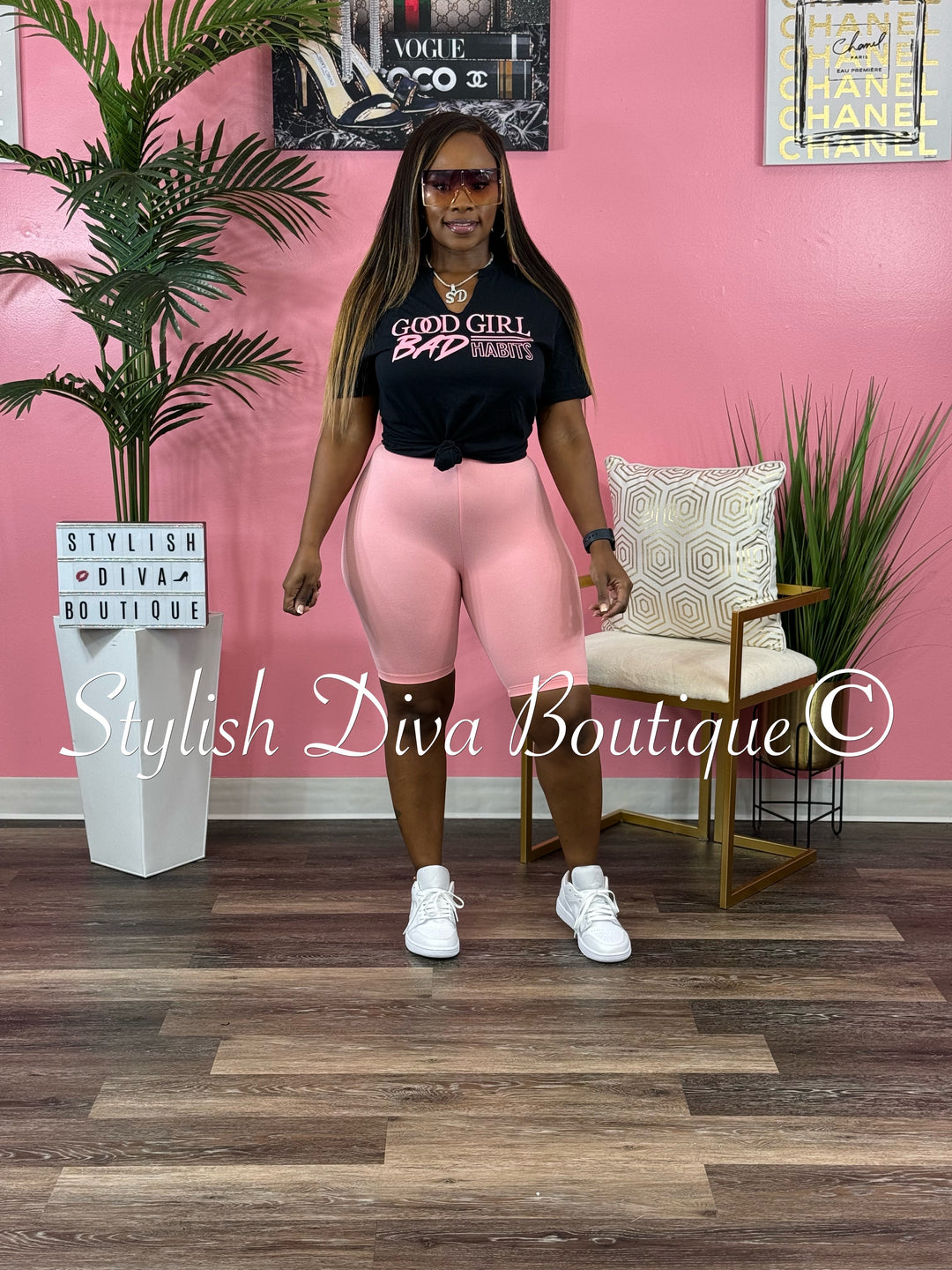Luxe Cotton Biker Shorts up to 3XL (Pink)