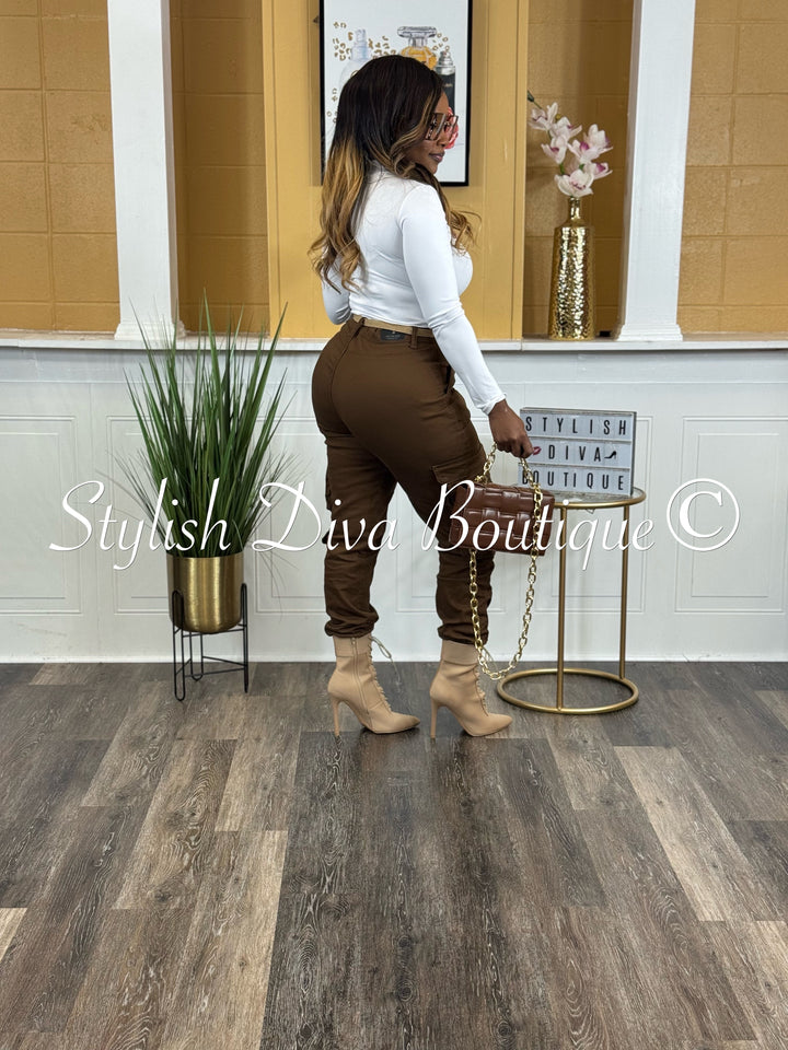 Sienna Cargo Joggers up to 3XL (Chocolate Brown)