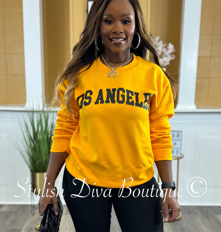 Los Angeles Sweatshirt Only up to 3XL (Gold/Black Print)