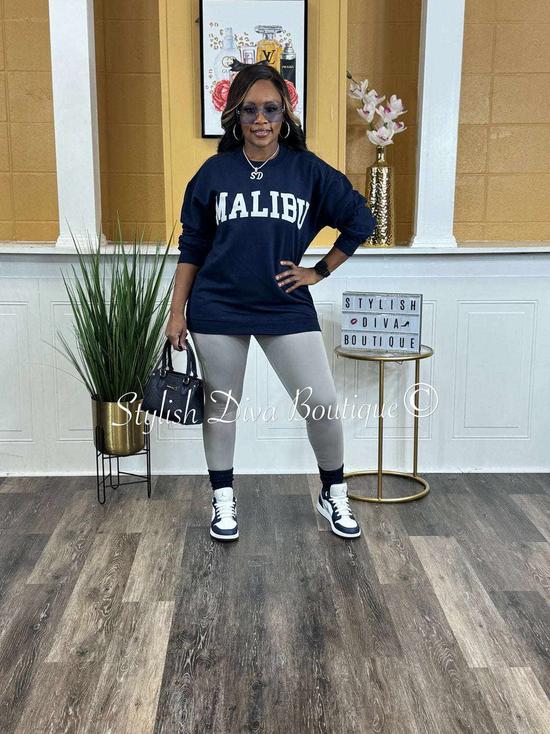 Malibu Sweatshirt Only up to 3XL (Grey Print)