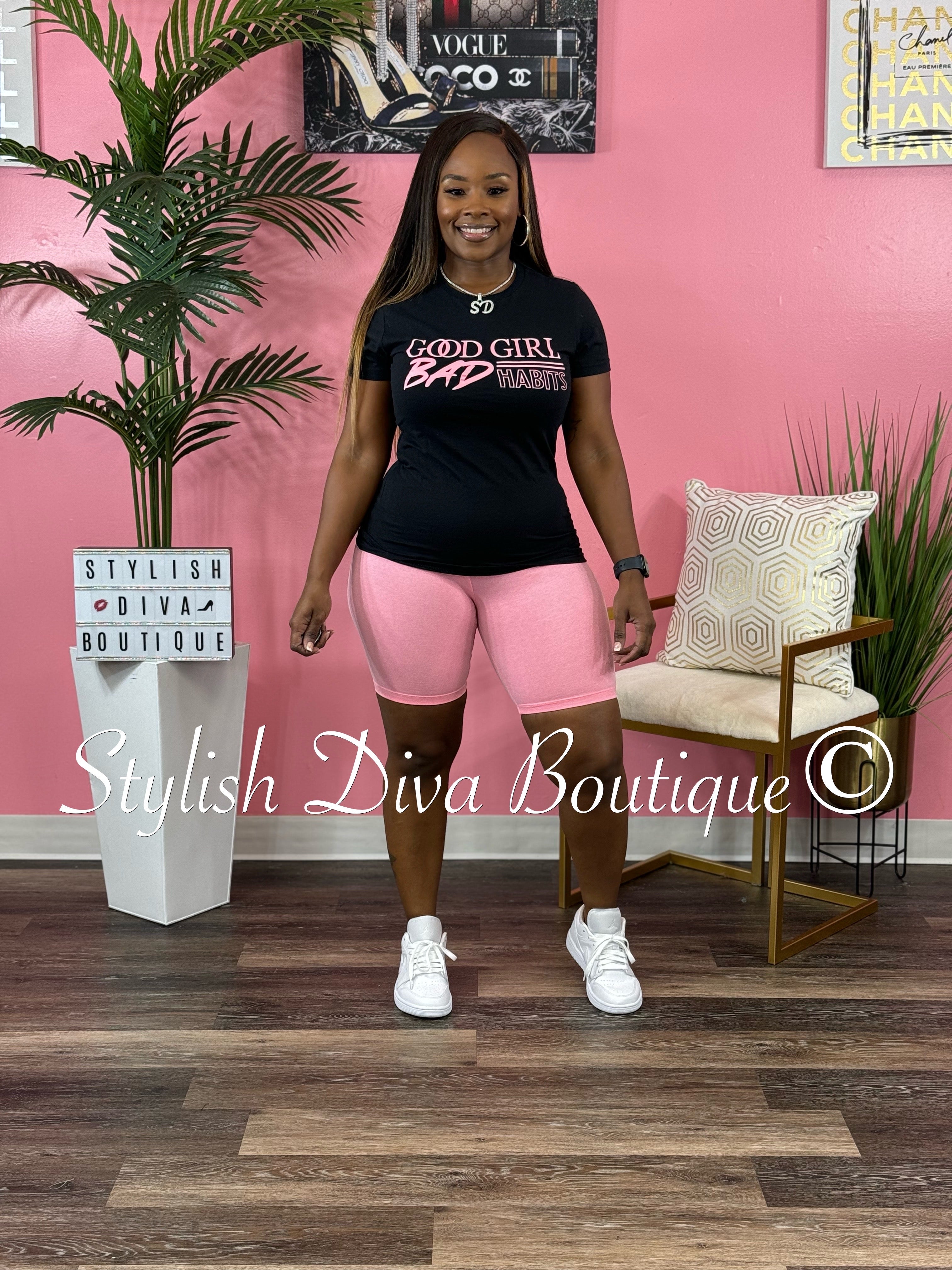 Luxe Cotton Biker Shorts up to 3XL Bright Pink Stylish Diva Boutique