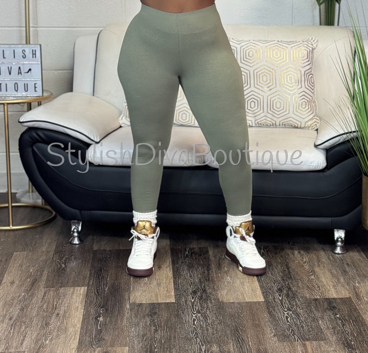 Luxe Cotton Leggings (Light Olive)