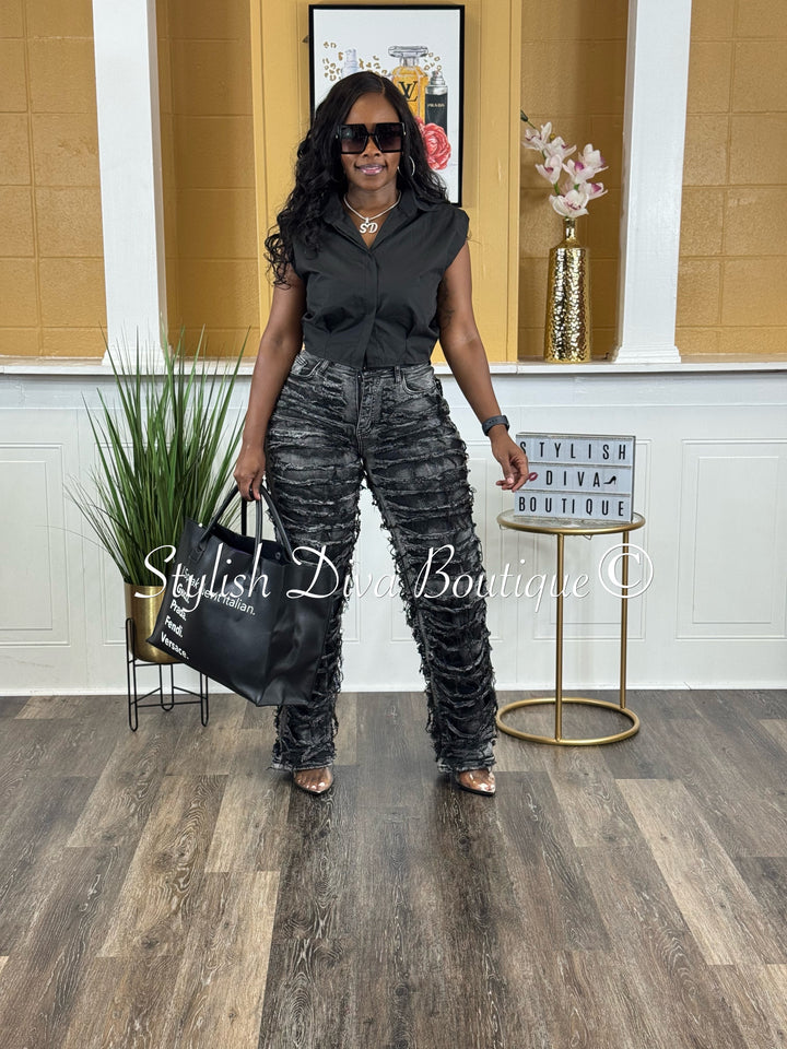 Power Trip Sleeveless Crop Top (Black)