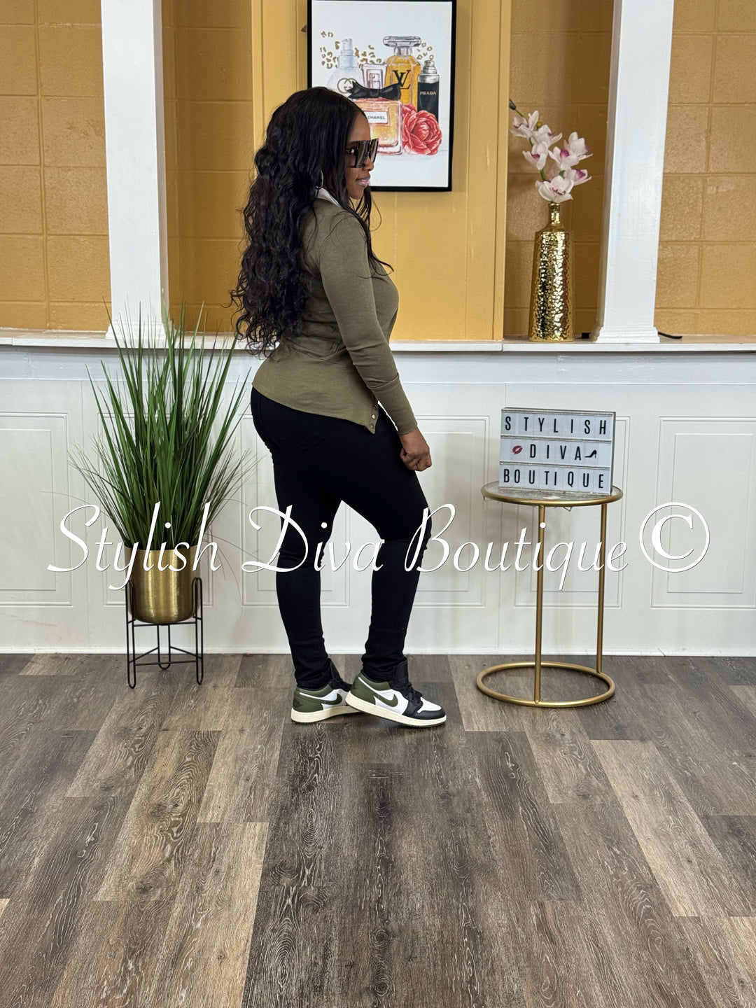 Stylish Snap Button L/S Cardigan (Olive)