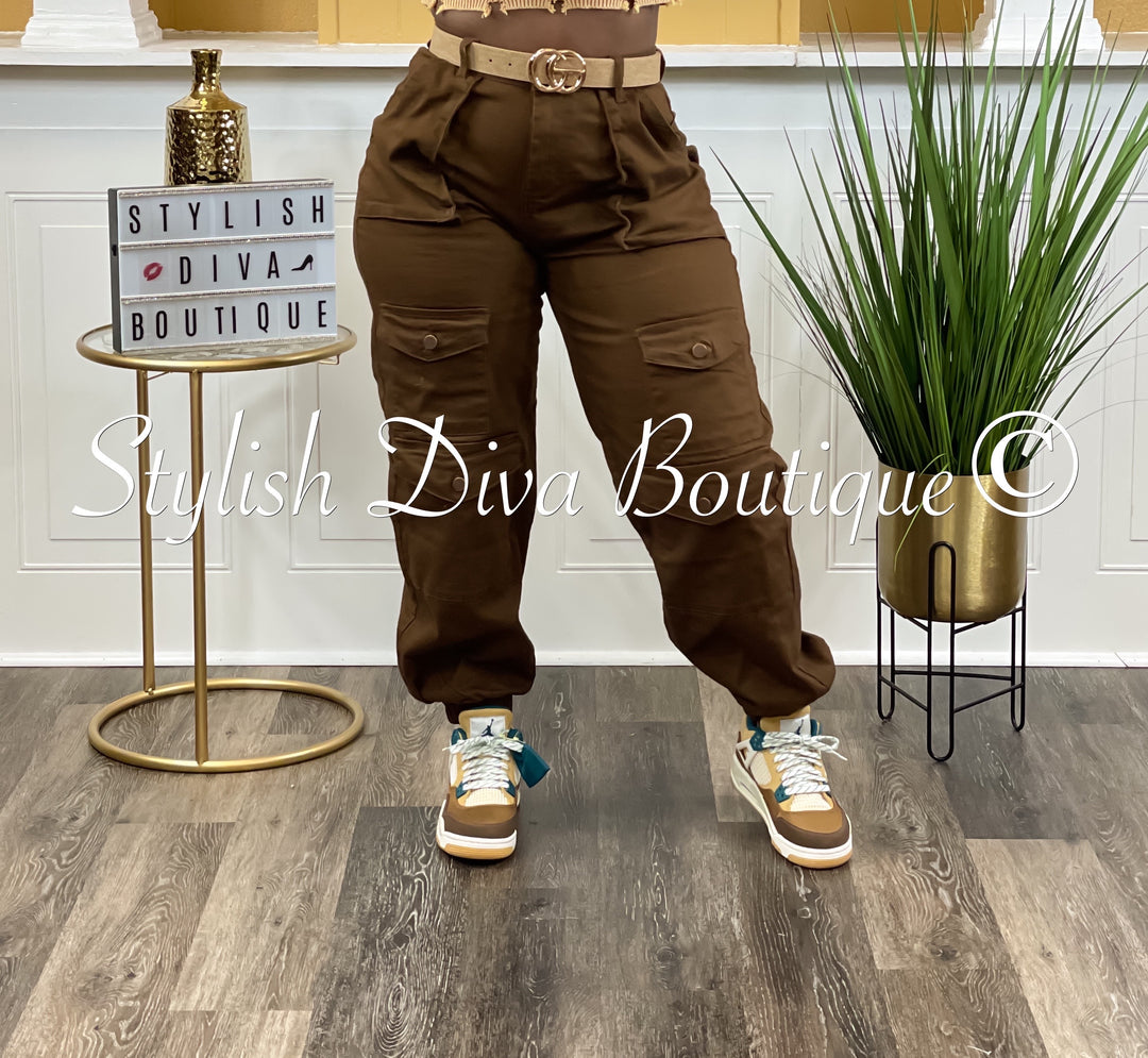Billie Cargo Joggers up to 3XL (Brown)