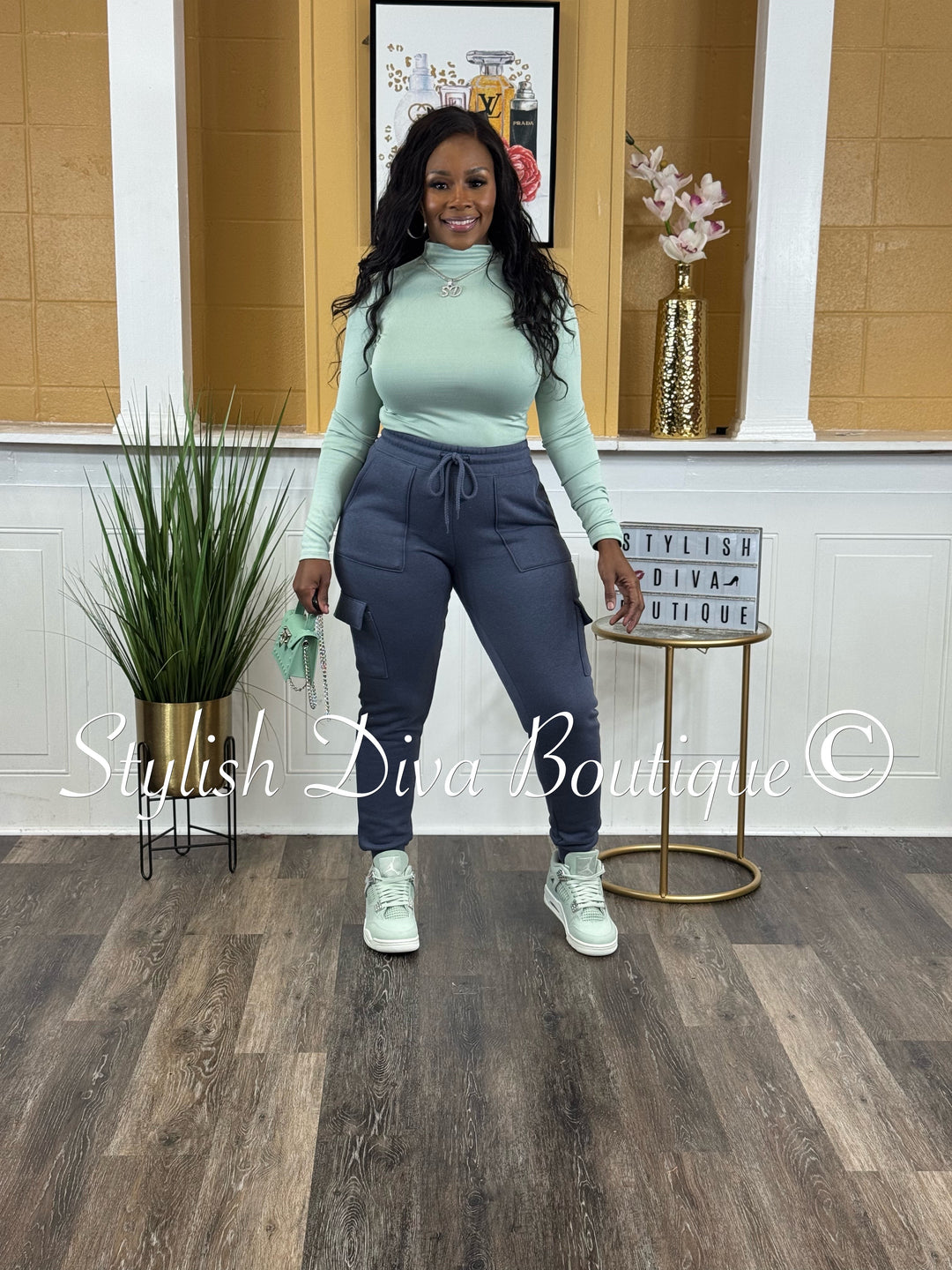 Dena Mock Neck L/S Bodysuit (Sage)