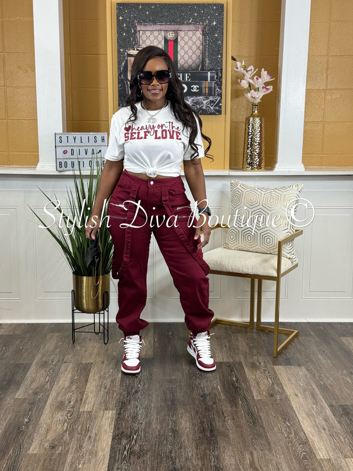 My Vibe Suspender Joggers (Burgundy)