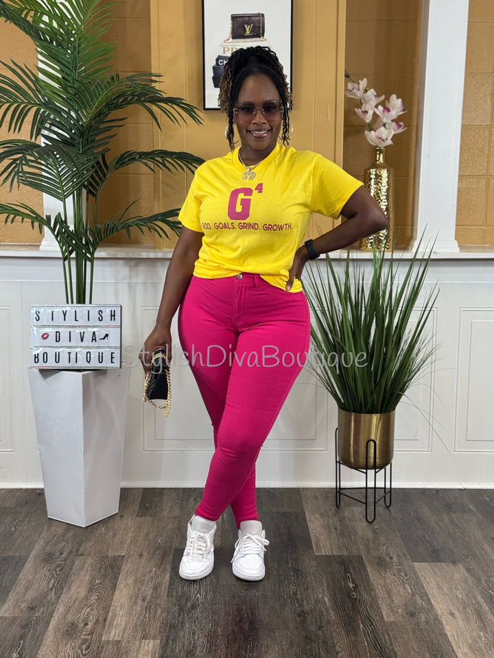 So Curvy Stretch Skinny Jeans up to 2XL (Fuchsia Pink)