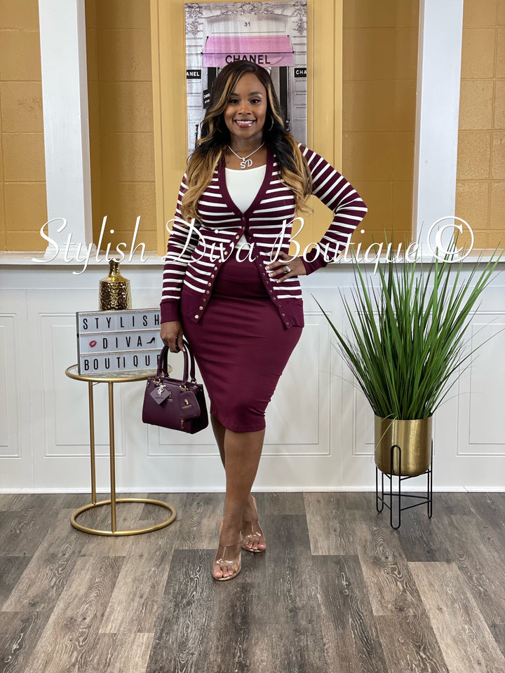 About My Business 3pc Set up to 3XL (Dk Burgundy/Ivory)