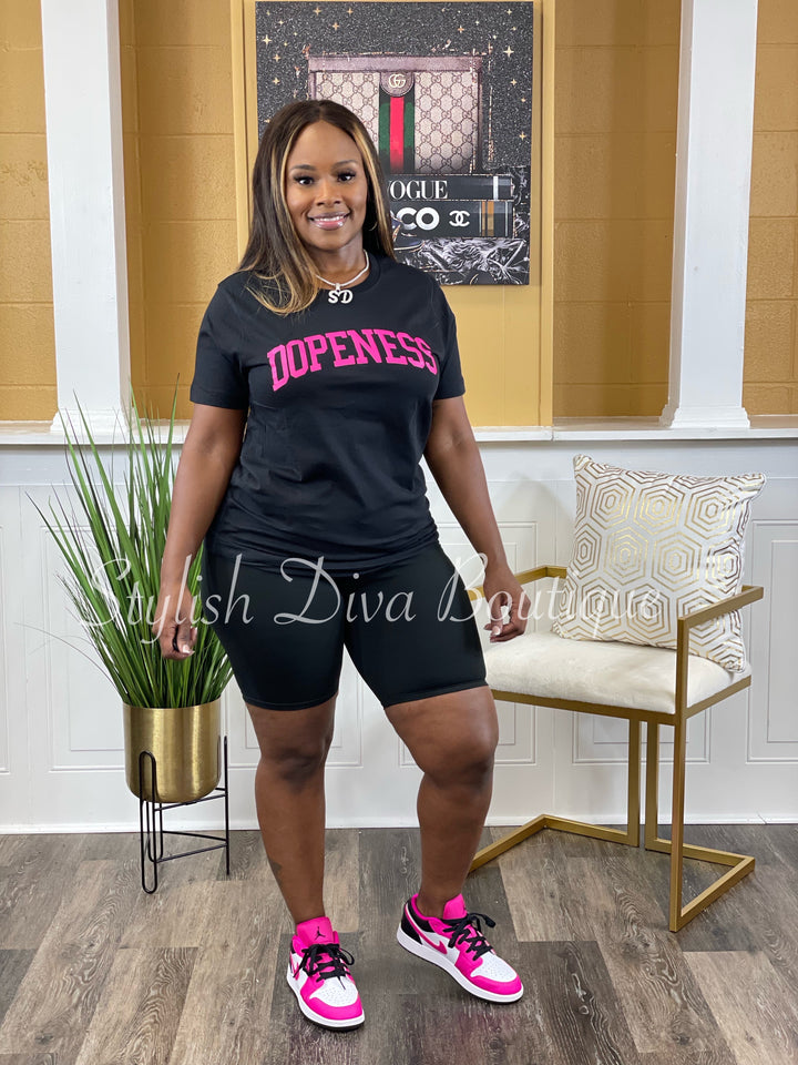 Dopeness T-Shirt (Black/Pink Print)