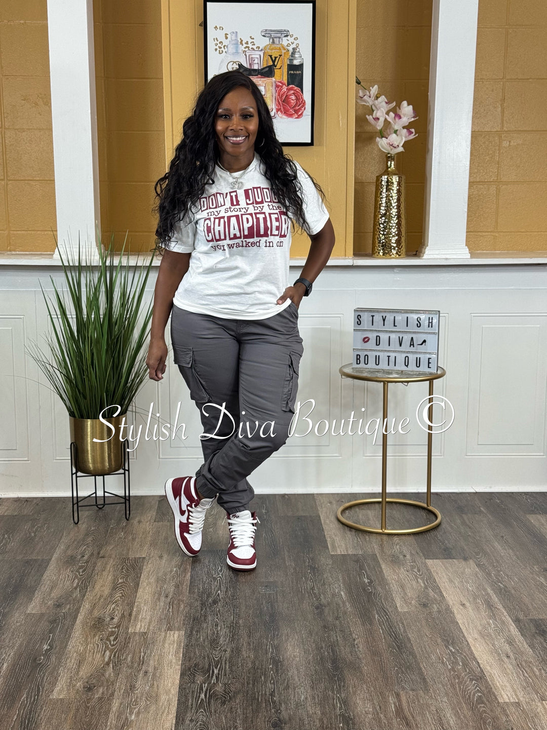 Don't Judge My Story T-Shirt (Garnet Print)