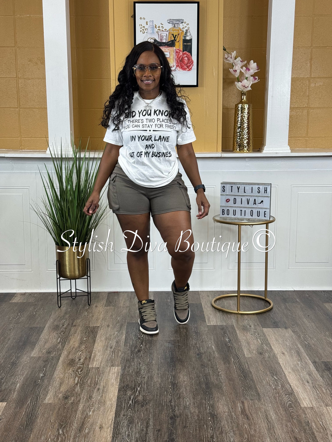 2 Places You Can Stay T-Shirt (White Shirt/Black Print)